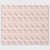 Roze Pastel Bow Gingerbread Kerstboom Cadeaupapier (Vlak)