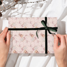 Roze Pastel Bow Gingerbread Kerstboom Cadeaupapier