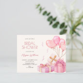 Roze pastel bruidsdouche kaart (Staand voorkant)