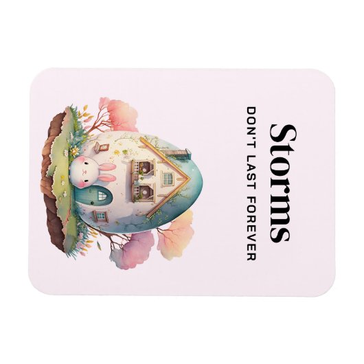 Roze Pastel Bunny & Egg House Aanmoediging Magneet (Horizontaal)