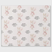 Roze Pastel Bunny Pasen Kids Verjaardag Cadeaupapier (Vlak)