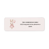Roze Pastel Bunny Pasen Kids Verjaardag Etiket (Voorkant)