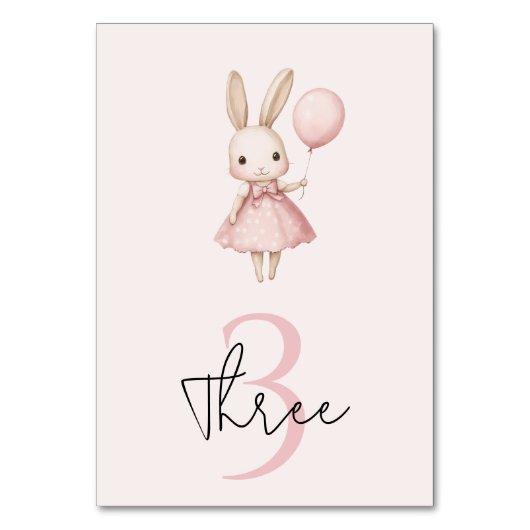 Roze Pastel Bunny Pasen Kids Verjaardag Kaart (Voorkant)