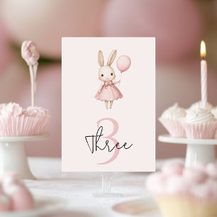 Roze Pastel Bunny Pasen Kids Verjaardag Kaart