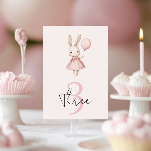 Roze Pastel Bunny Pasen Kids Verjaardag Kaart