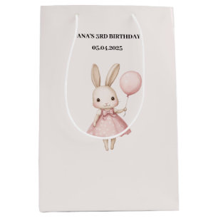 Roze Pastel Bunny Pasen Kids Verjaardag Medium Cadeauzakje