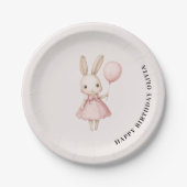Roze Pastel Bunny Pasen Kids Verjaardag Papieren Bordje (Voorkant)