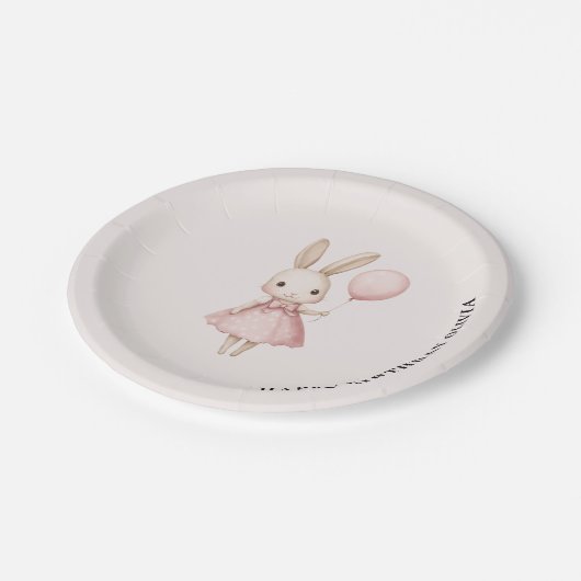Roze Pastel Bunny Pasen Kids Verjaardag Papieren Bordje (Gekanteld)