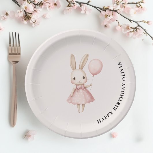 Roze Pastel Bunny Pasen Kids Verjaardag Papieren Bordje