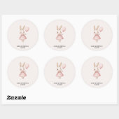Roze Pastel Bunny Pasen Kids Verjaardag Ronde Sticker (Vel)