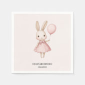 Roze Pastel Bunny Pasen Kids Verjaardag Servet (Voorkant)