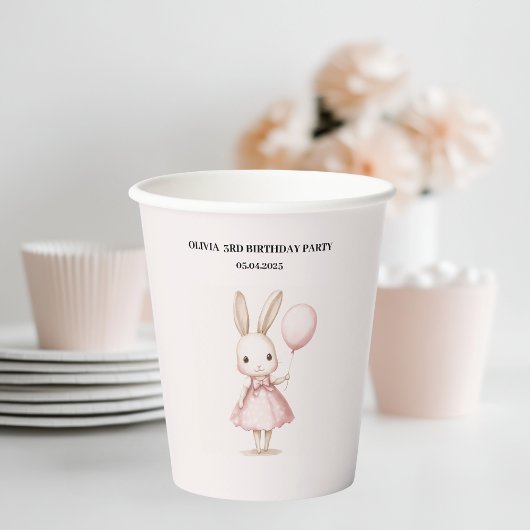 Roze Pastel Bunny Pasen | Verjaardag kinderen Papieren Bekers