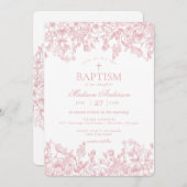 Roze Pastel Chinoiserie  Bloemendoop Kaart (Voorkant / Achterkant)