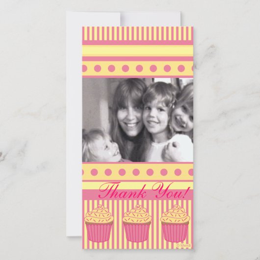Roze pastel cupcakes bedankkaart (Voorkant)