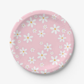 Roze Pastel Daisies Servet Papieren Bordje