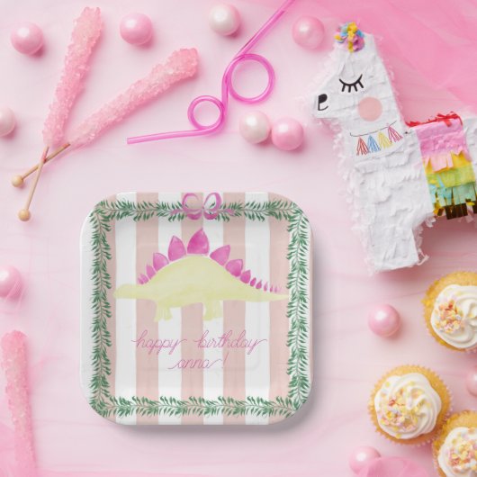 Roze pastel Dinosaur Birthday Party Bord (Feest)
