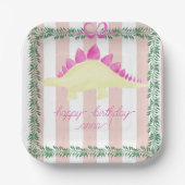 Roze pastel Dinosaur Birthday Party Bord (Voorkant)