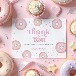 Roze Pastel Donut Baby Sprinkle Bedankkaart