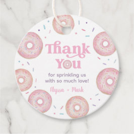 Roze Pastel Donut Baby Sprinkle Dank u Bedankjes Labels