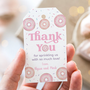Roze Pastel Donut Baby Sprinkle Dank u Cadeaulabel