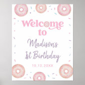 Roze Pastel Donut Sweet One Birthday Welkom Poster (Voorkant)