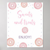Roze Pastel Donut Sweet Treats Verjaardagsbord Poster (Voorkant)