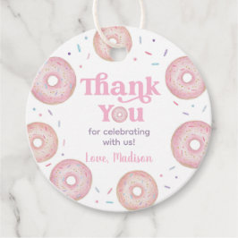 Roze Pastel Donut Verjaardag Bedankt Bedankjes Labels