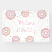 Roze pastel donut verjaardag spandoek (Horizontaal)