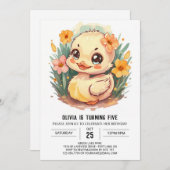 Roze Pastel Eend Verjaardag Kaart (Voorkant / Achterkant)