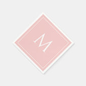 Roze pastel elegant monogram initiaal servet (Hoek)