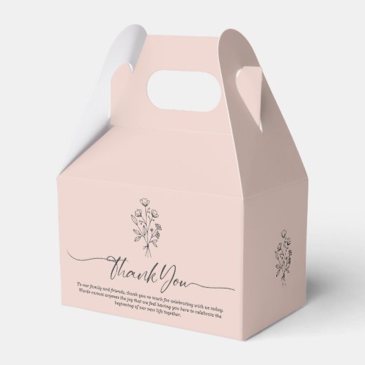 Roze Pastel Elegante Boho Botanische Dank Je Bedankdoosjes (Voorkant Zijde)