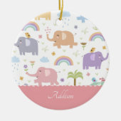 Roze pastel ellephant Pattern Little Girl Kerstmis Keramisch Ornament (Voorkant)