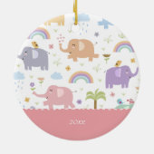 Roze pastel ellephant Pattern Little Girl Kerstmis Keramisch Ornament (Achterkant)