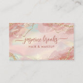 Roze Pastel en Gouden Glitter Swirl Elegant Visitekaartje (Voorkant)