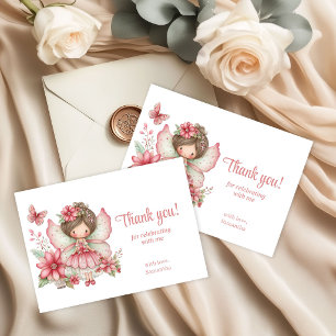 Roze Pastel Fee Bloemen 8e Verjaardag Bedankt