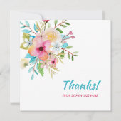 Roze Pastel Floral gepersonaliseerde noot Bedankkaart (Voorkant)