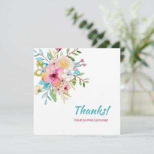 Roze Pastel Floral gepersonaliseerde noot Bedankkaart