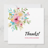 Roze Pastel Floral gepersonaliseerde noot Bedankkaart (Voorkant)