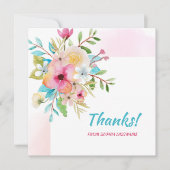 Roze Pastel Floral gepersonaliseerde noot Bedankkaart (Voorkant)