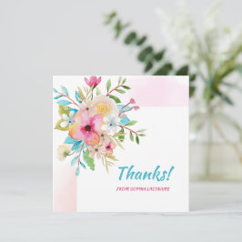 Roze Pastel Floral gepersonaliseerde noot Bedankkaart