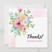 Roze Pastel Floral gepersonaliseerde noot Bedankkaart (Voorkant)