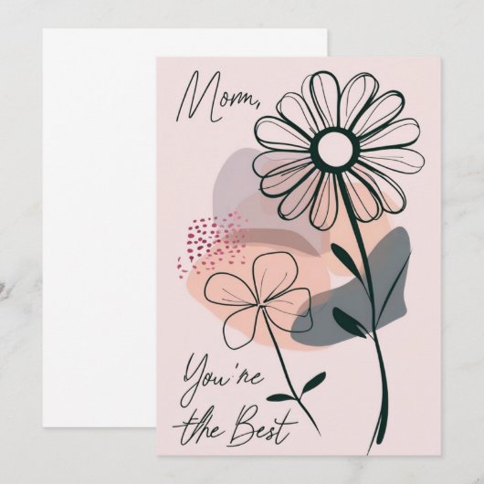 Roze Pastel Floral Moederdag Kaart (Voorkant / Achterkant)