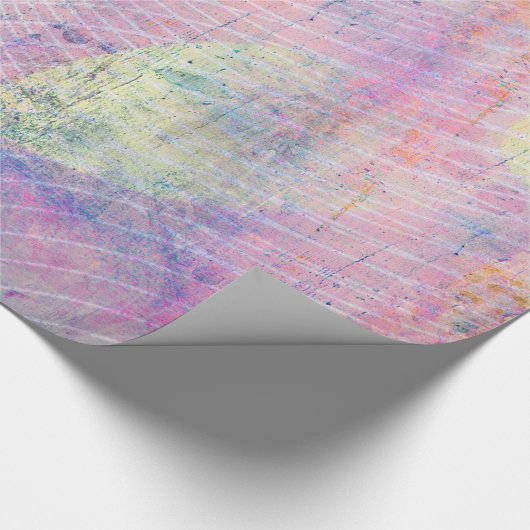 Roze Pastel Flower Paint Splatter Wrapping Paper Cadeaupapier (Hoek)