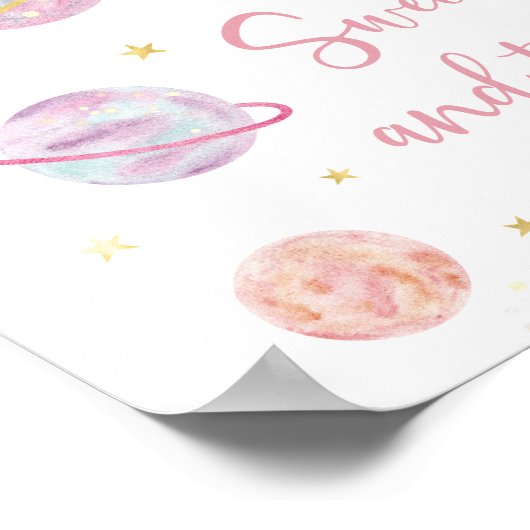 Roze Pastel Galaxy Space Sweet Treats Party Sign Poster (Hoek)