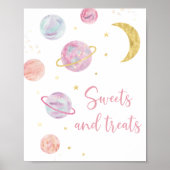 Roze Pastel Galaxy Space Sweet Treats Party Sign Poster (Voorkant)