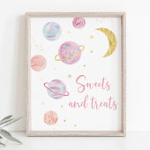 Roze Pastel Galaxy Space Sweet Treats Party Sign Poster