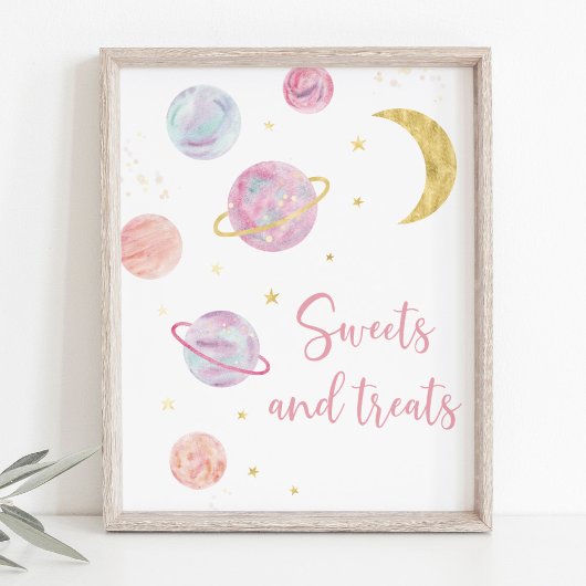 Roze Pastel Galaxy Space Sweet Treats Party Sign Poster