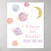 Roze Pastel Galaxy Space Verjaardag Favoriet teken Poster (Voorkant)