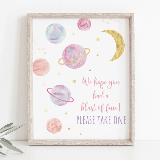 Roze Pastel Galaxy Space Verjaardag Favoriet teken Poster