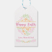 Roze Pastel Gelukkig Pasen Aangepast Pasen Cadeau  Cadeaulabel (Voorkant)